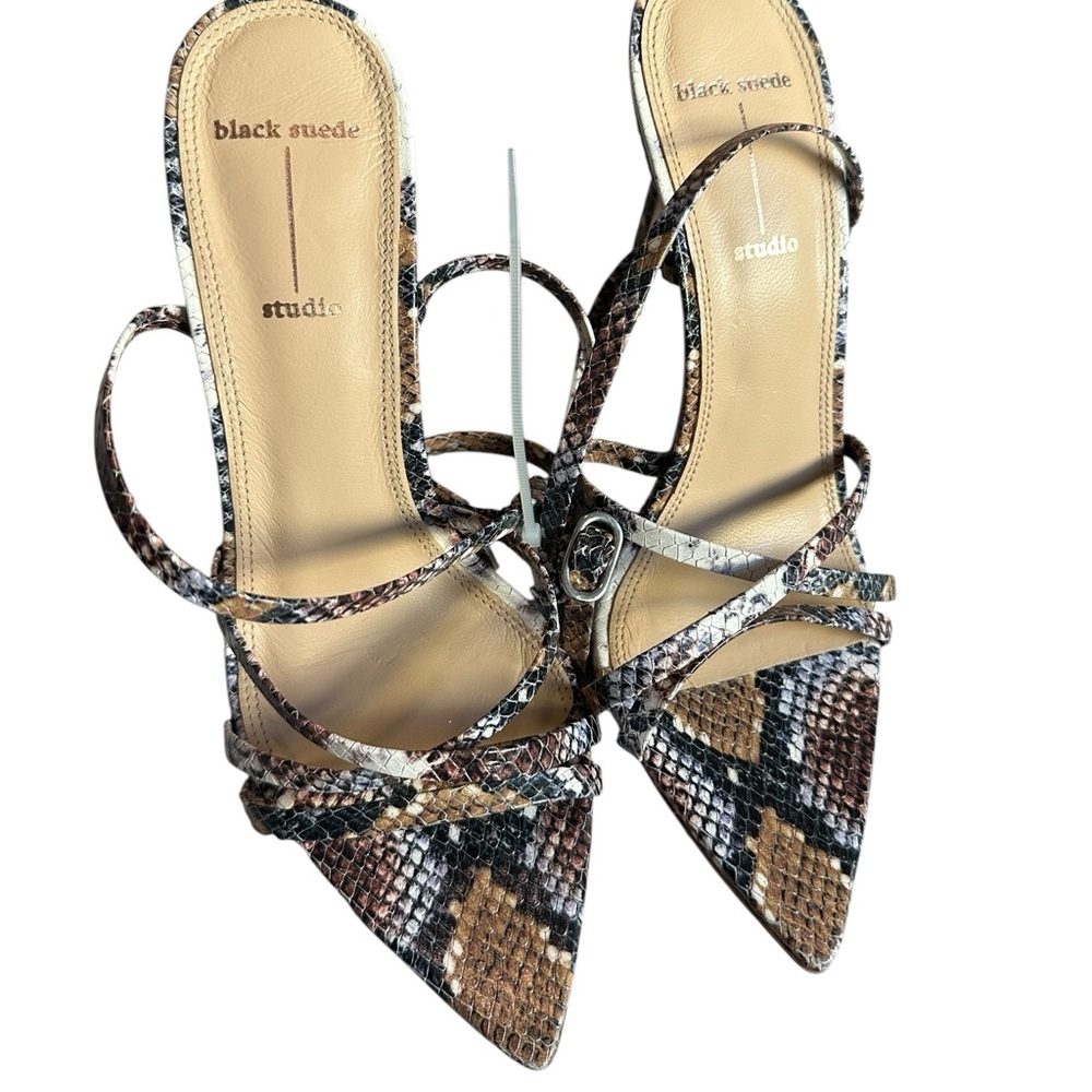 NEW Black Suede Studio Kris Python Sandals | Ankle Strap Heels | EU 37.5 / US 7 - Picture 5 of 13